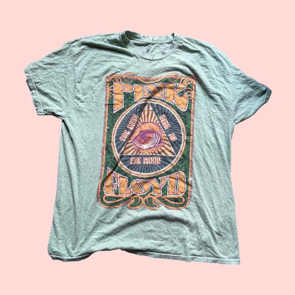 Pink Floyd Mint Green Graphic Tee with Multicolor Front Print